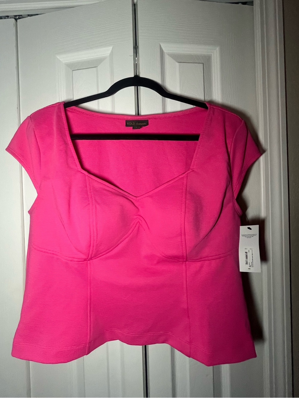 Bold Elements Women's hot pink Sweetheart Neck Crop Top Tank Size Large NWT